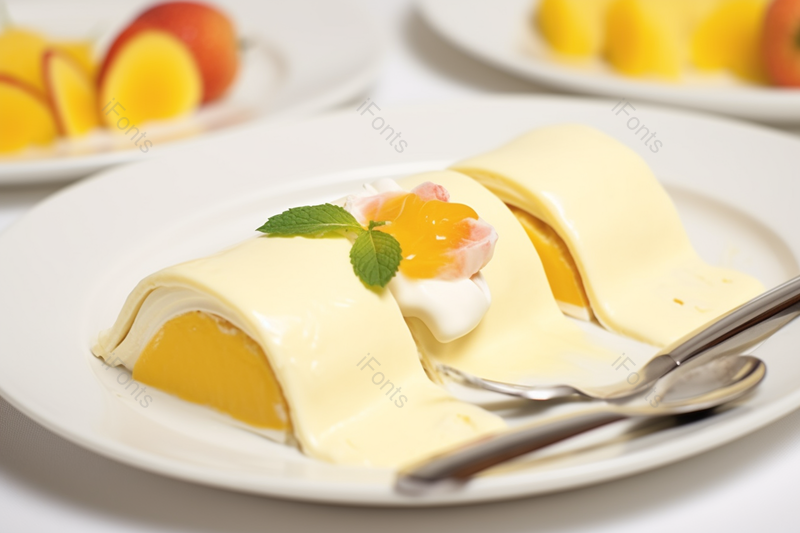 芒果班戟下午茶甜点甜品美食摄影,高清,摄影图,摄影图片,图片大全,摄影图免费下载